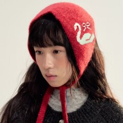 可爱系绳包头帽冬季三角头巾保暖小天鹅女生针织毛线护耳雷锋帽子