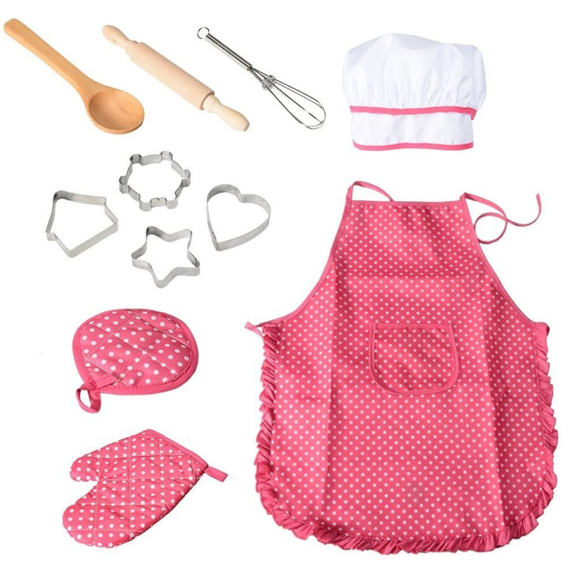 Transfronterizo Amazon ropa para hornear para niños pastel de ropa para hornear delantal herramientas de molde traje de utensilios de cocina conjunto de 11 piezas