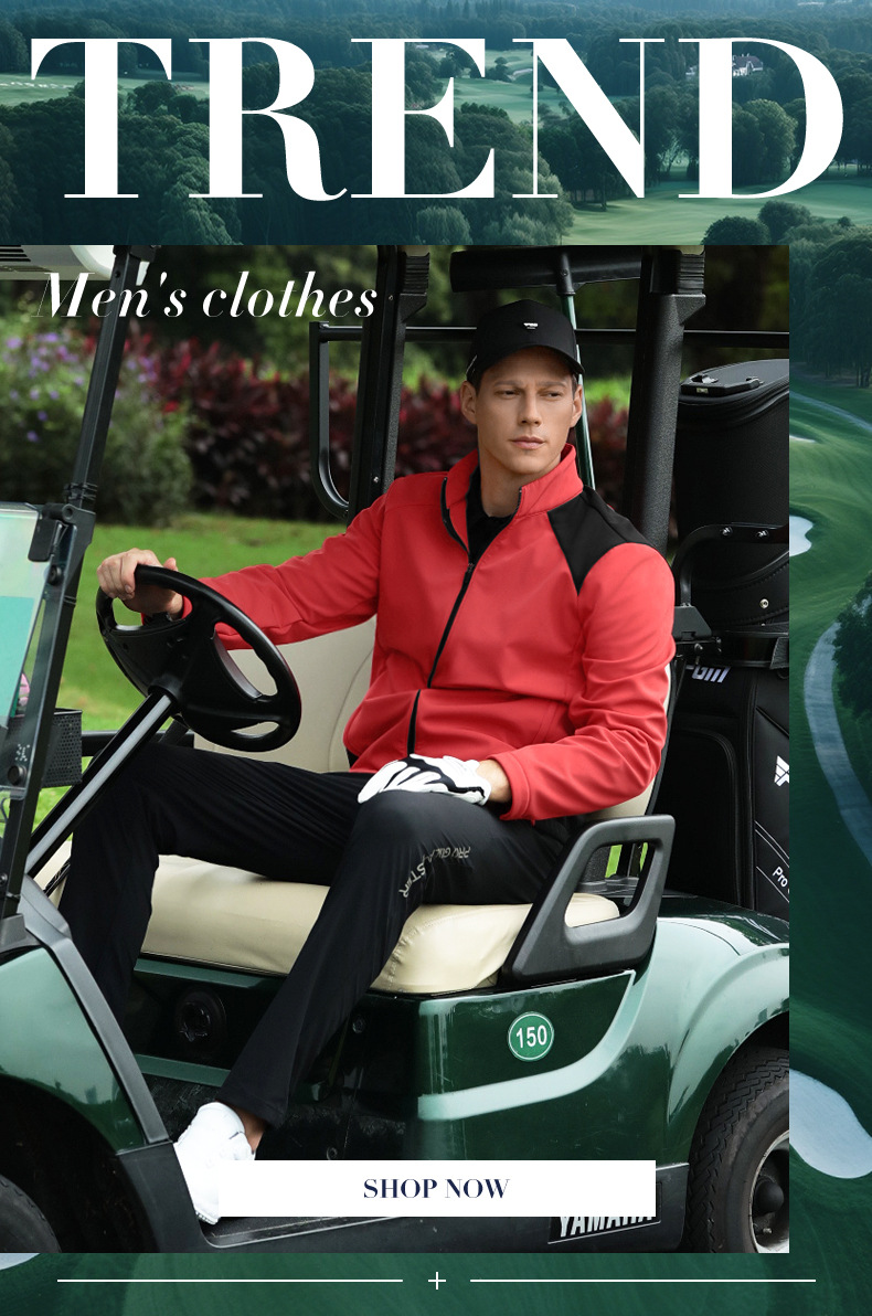 Áo khoác golf nam chống gió cổ đứng lót lông cừu ấm áp — Áo khoác đỏ [chống thấm nước/chống thấm nước/lót nhung/cổ đứng chống gió] YF809 chi tiết 1