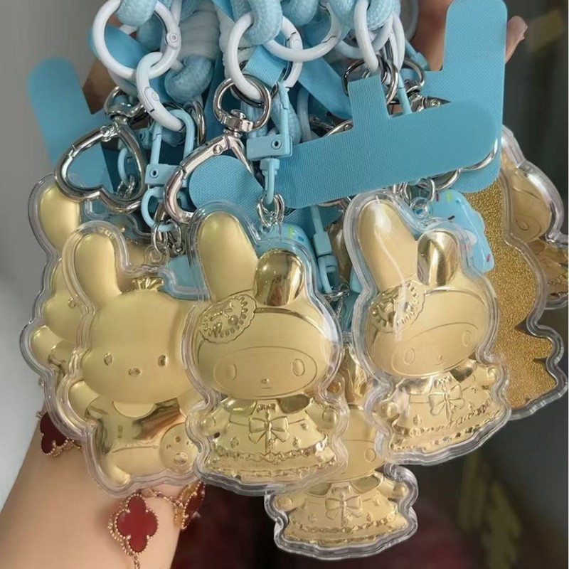 純金 999kt 猫ストラップキーホルダーかわいい漫画バッグペンダントハイエンド携帯電話リストバンド車のストラップチェーン|undefined