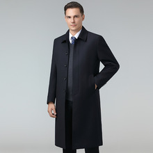 专柜高端男士羽绒服中长款冬季加厚可脱卸内胆爸爸装长款风衣外套