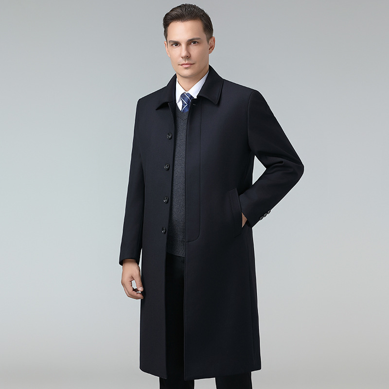 High-End Men's down Jacket Mid-Length Winter Thickened Detachable Liner Dad Style Long Trench Coat