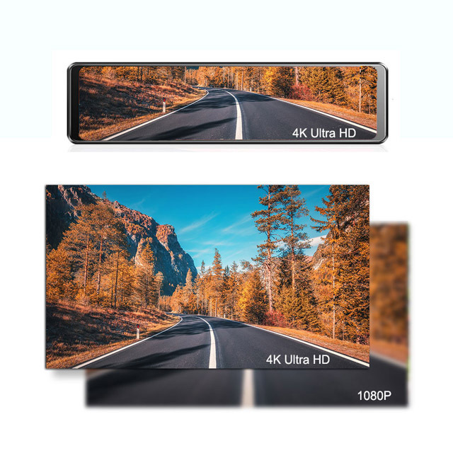 Cross-border 12-inch 4K +1080P front and rear double recording rearview mirror driving recorder with WiFi dash cam