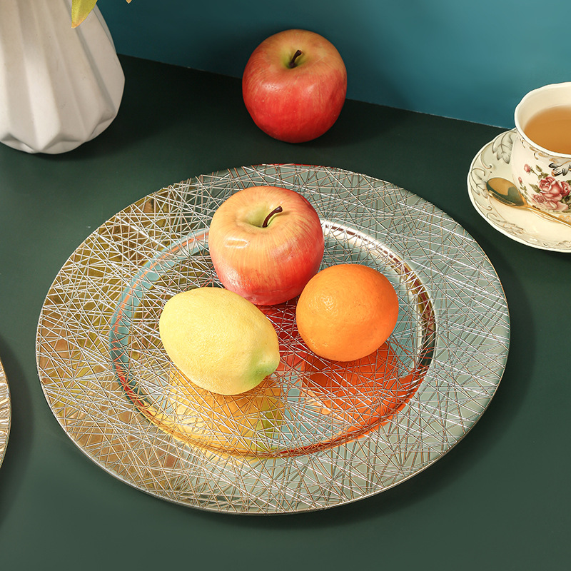 Placas de plástico de estilo retro europeo tendencia de líneas irregulares texturas de oro Placas de carga al por mayor