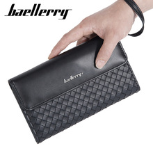 baellerry新款男士钱包时尚编织纹大容量多功能长款高级感手拿包