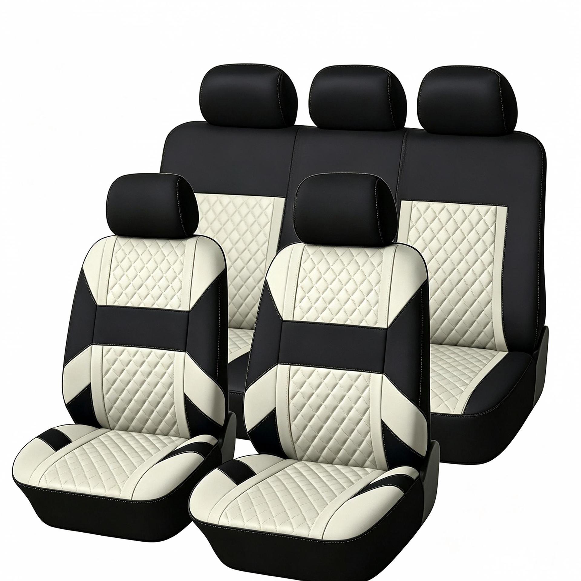Manufacturer's universal car seat cover 3D horizontal stripe diamond pattern 9-piece set for five seats, suitable for cross-border e-commerce platforms like TEMU and Amazon