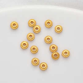 S925纯银镀金古法仿金小隔片垫片3.8mm自制手工串珠手链项链配珠