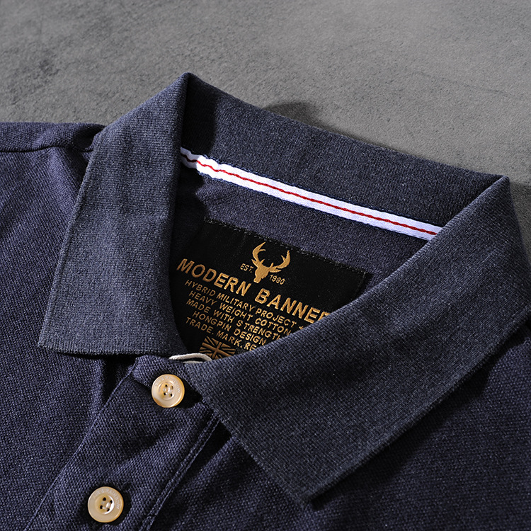 Modern banner American minimalist embroidered men's turn collar short-sleeve POLO shirt half-sleeve M702 11