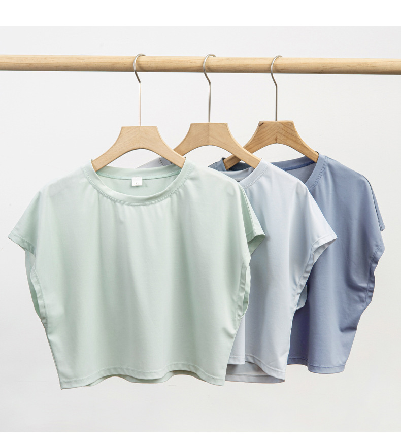 Solid Color round Neck Quick Dry Short Sleeved Top Faux Two Pieces Anti Exposure Shorts Loose Sports Yoga Fitness Set