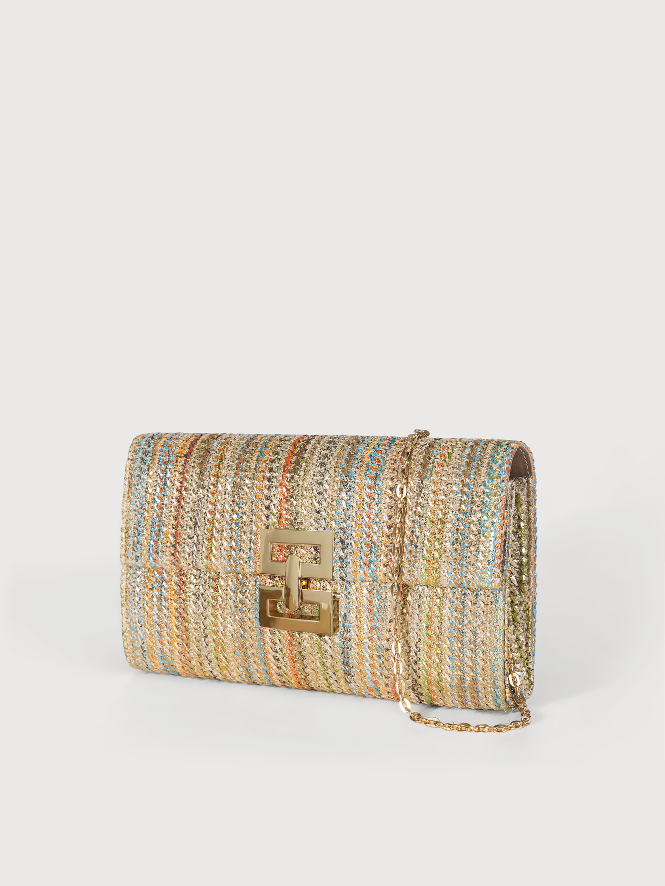 303g Weight Polyester Lining Material Women's Small Straw Geometric Elegant Streetwear Straw Square Lock Clasp Straw Bag