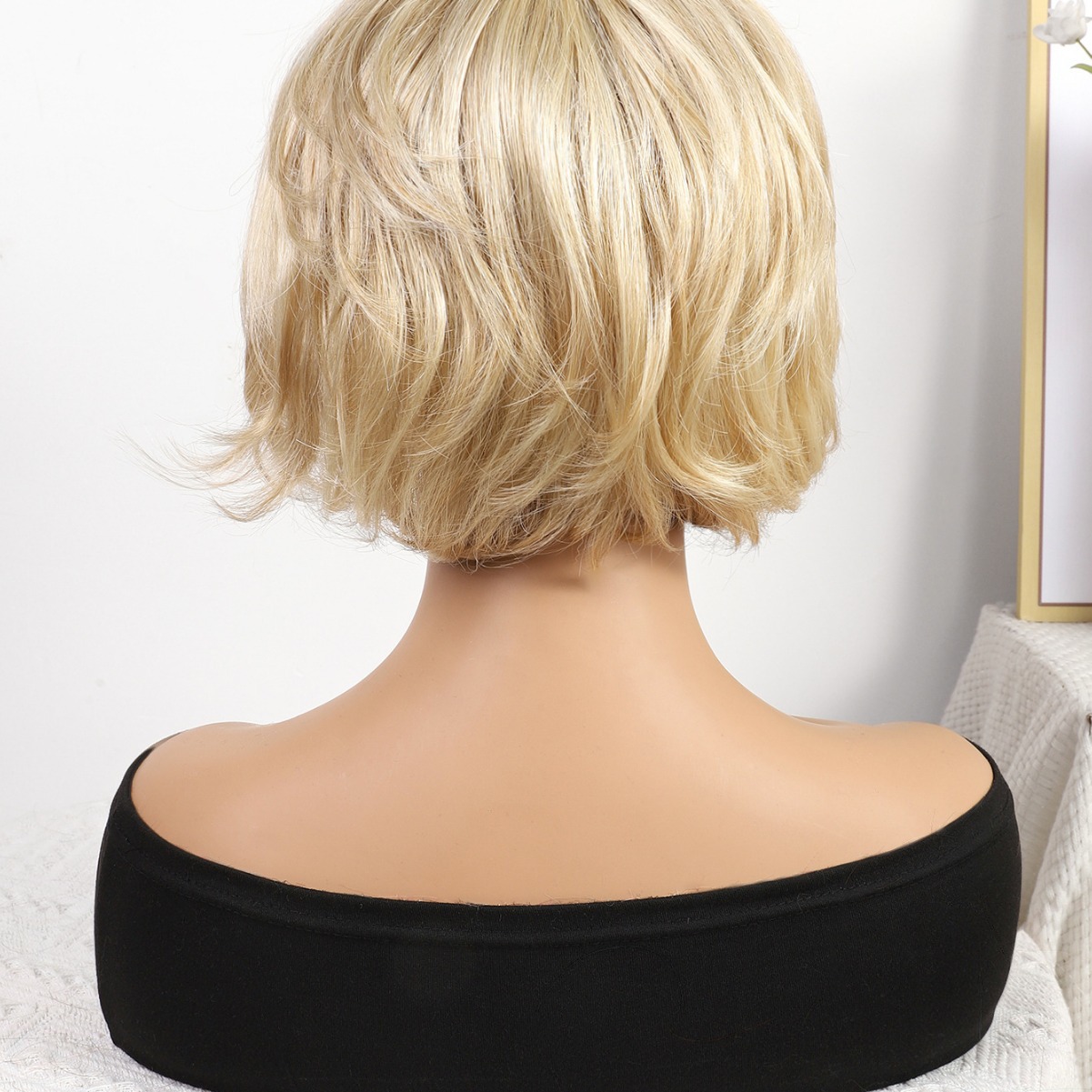 Cabeza de bob de fibra química al por mayor peluca de pelo de estudiante mecanismo de peluca cubierta de cabeza