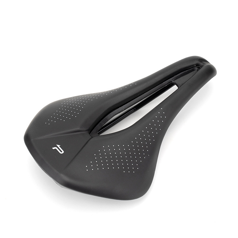 PROMEND hierro tres cojín de montar 566 bicicleta de carretera hueco cómodo cojín del asiento de cuero de imitación de acero arco silla de montar transfronteriza