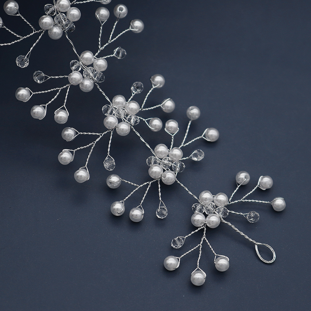 Korean pearl handmade crystal woven bridal headwear