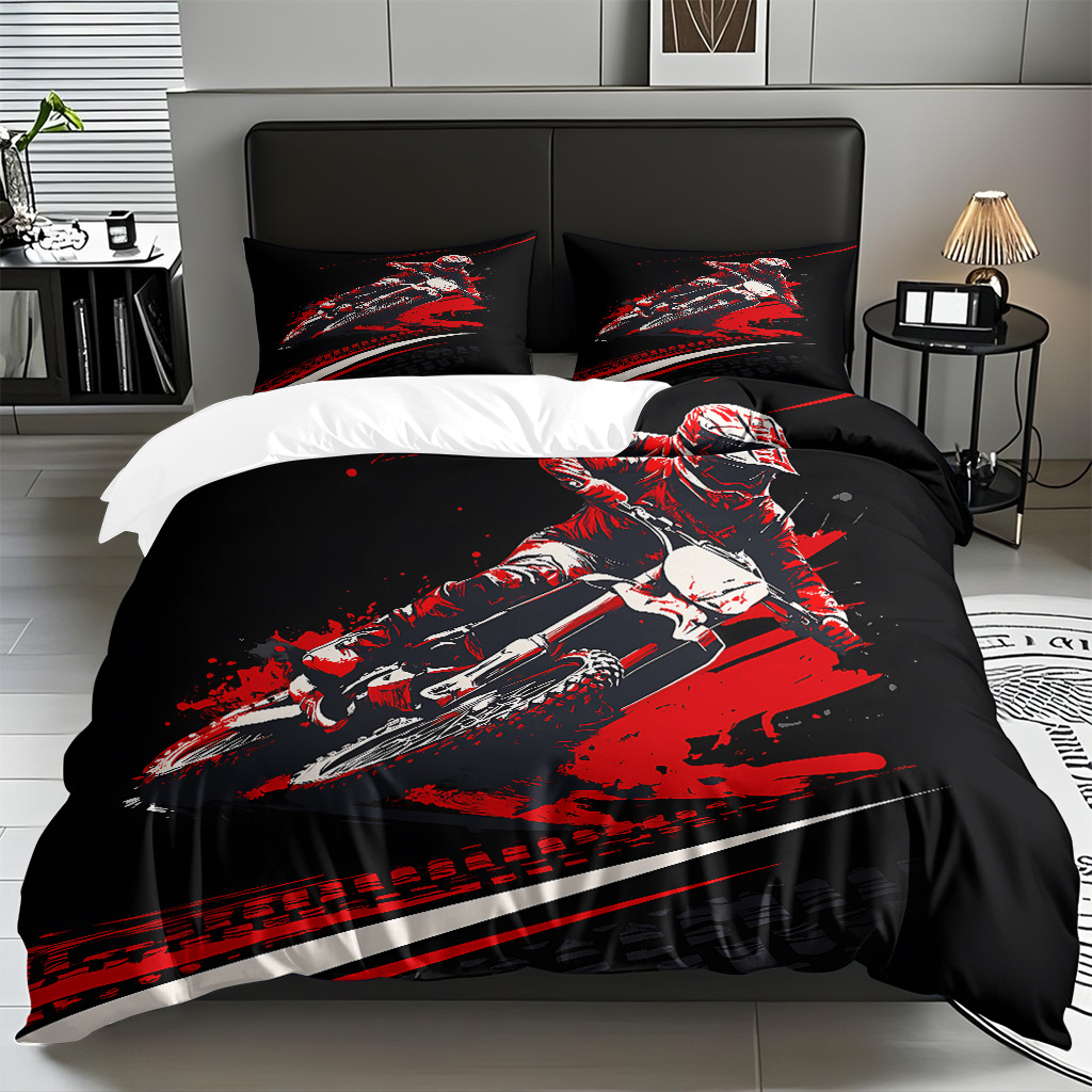 TEMU / JIT hogar transfronterizo motocicleta cool transpirable impresión digital colcha colcha