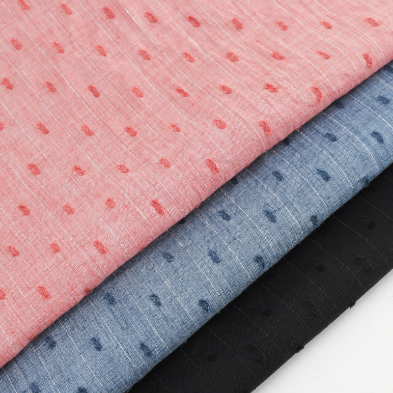 Manufacturer's In-Stock New Chinese-Style Polyester-Cotton Gauze Striped Jacquard Fabric for Shirts, Dresses, and Children's Clothing Wholesale