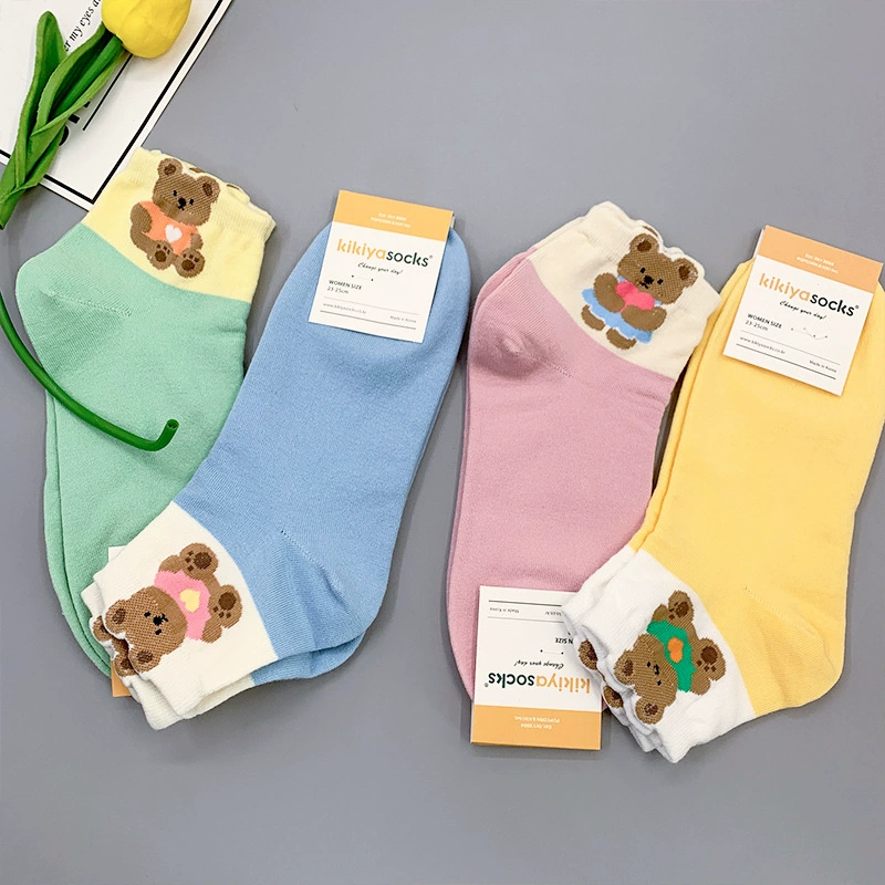 Южнокорейские летние товары, милые knee socks, с маленькими медведями, корейский стиль