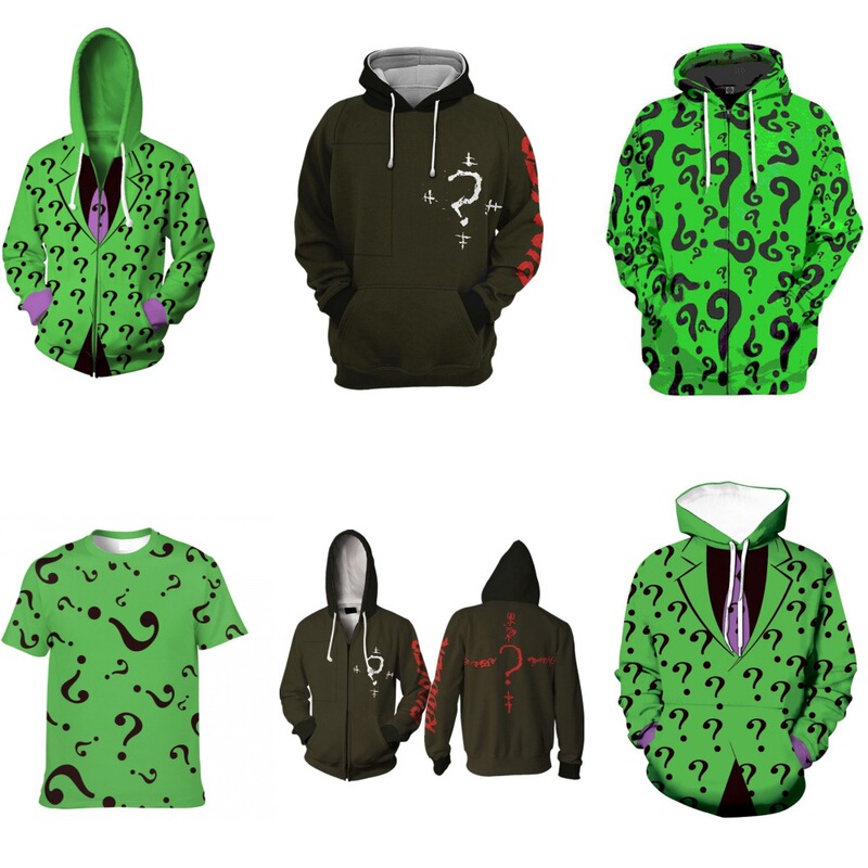 2025 European and American New Product Dc Marvel Super Villain Riddler Riddler Hooded Sweatshirt 3D Printed Pullover