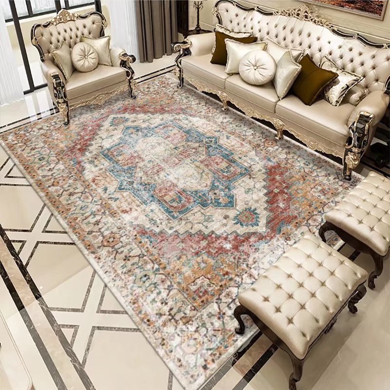 Suministro transfronterizo de alfombras plegables lavables para sala de estar, mesa de centro, sofá, dormitorio, alfombra completa retro persa nórdica