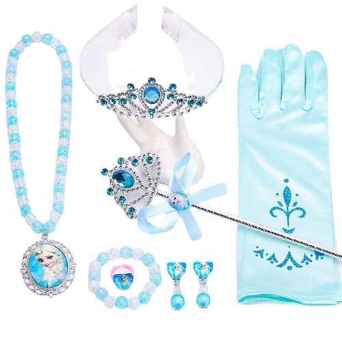 Children's Magic Wand Accessory Set for Girls, Princess Necklace and Bracelet Jewelry Box Hair Clips Cute Girls Elsa Crown