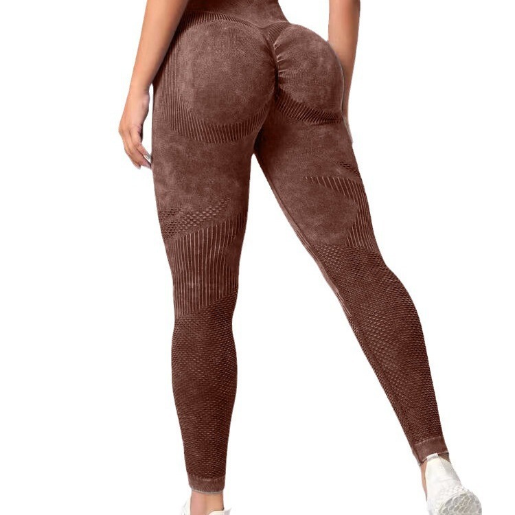 Hueco sin peldaño vestido de cintura alta mel桃 hips mujer lavado esmerizado pantalones deportivos ajustados nuevos pantalones de gimnasio de caderas