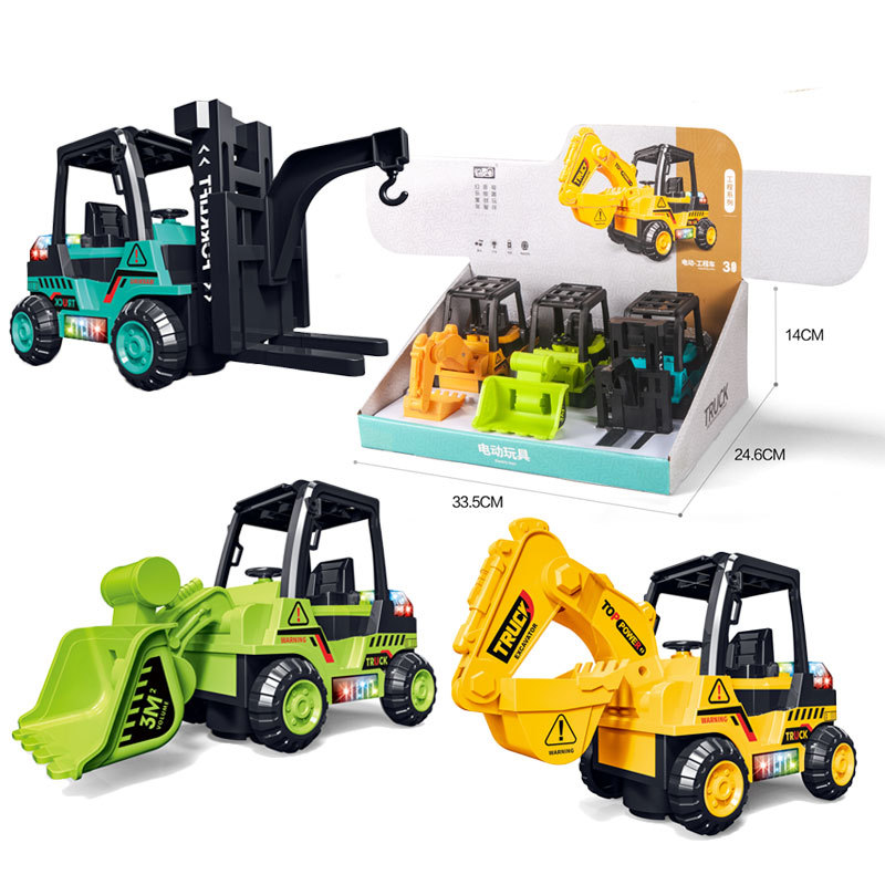 children Electric excavator Toys boy lighting music acousto-optic universal Engineering vehicles Excavator Forklift Model