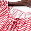 Two piece striped drop shoulder T-shirt with high waist print A-line skirt