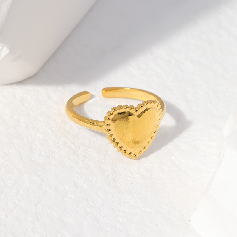 1 Piece Quantity Wholesale Jewelry Cute Heart Shape 304 Stainless Steel 18K Gold Plated Plating Stainless Steel Rings