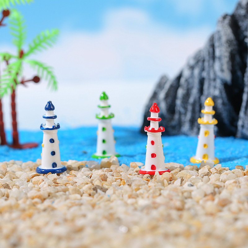 Micro Landscape Mediterranean Style Color Lighthouse Beach Aquarium Fish Tank Landscaping Decorations Accessories Small Ornaments