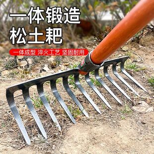 Multi-Tooth Rake Garden Tool Rake Wholesale Multifunctional Grass Rake Steel Rake Soil Rake Hoe Fallen Leaves Climbing Dead Leaves Garbage