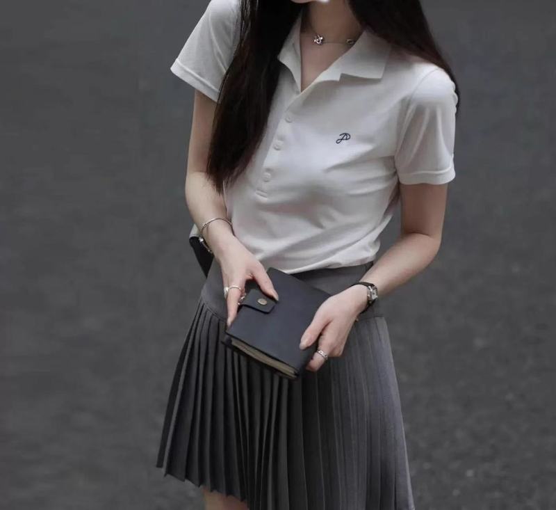 2025春夏休闲运动套装女户外跑步网球裙短袖polo衫百褶裙两件套|undefined