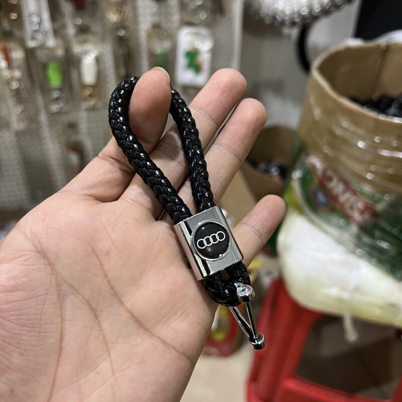 Simple Handmade Woven Rope Car Keychain with Epoxy Resin Label, Customizable with Printed Patterns, Creative Metal Keychain Pendant Wholesale