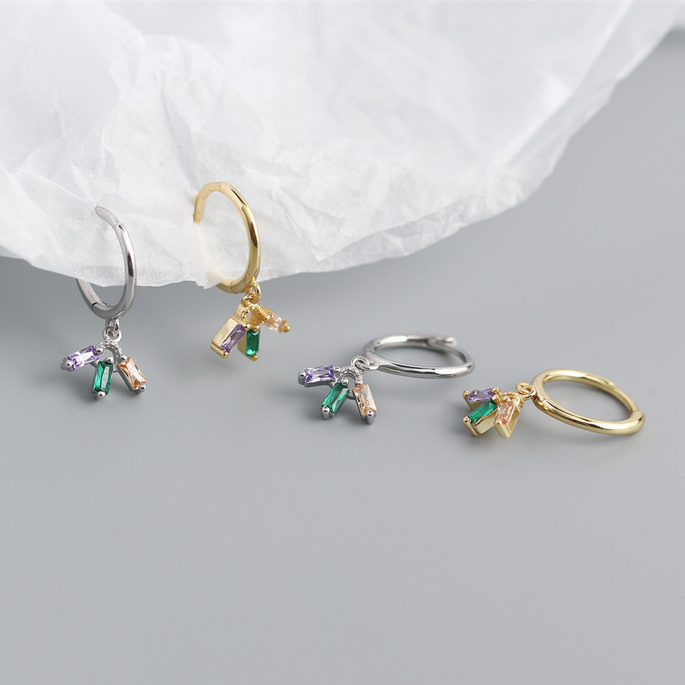 Géométrique Mode Argent Sterling 925 Gemme Placage Des Boucles D'Oreilles display picture 5