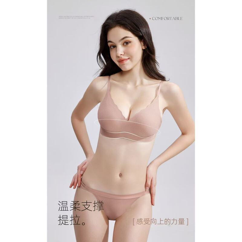 Modal Polka Dot Underwear Push-Up Bra for Small Breasts, Breathable Seamless Bra for Women, Modal Thin Cup Bra Modal Polka Dot Underwear Push-Up Bra for Small Breasts, Breathable Seamless Bra for Women, Modal Thin Cup Bra