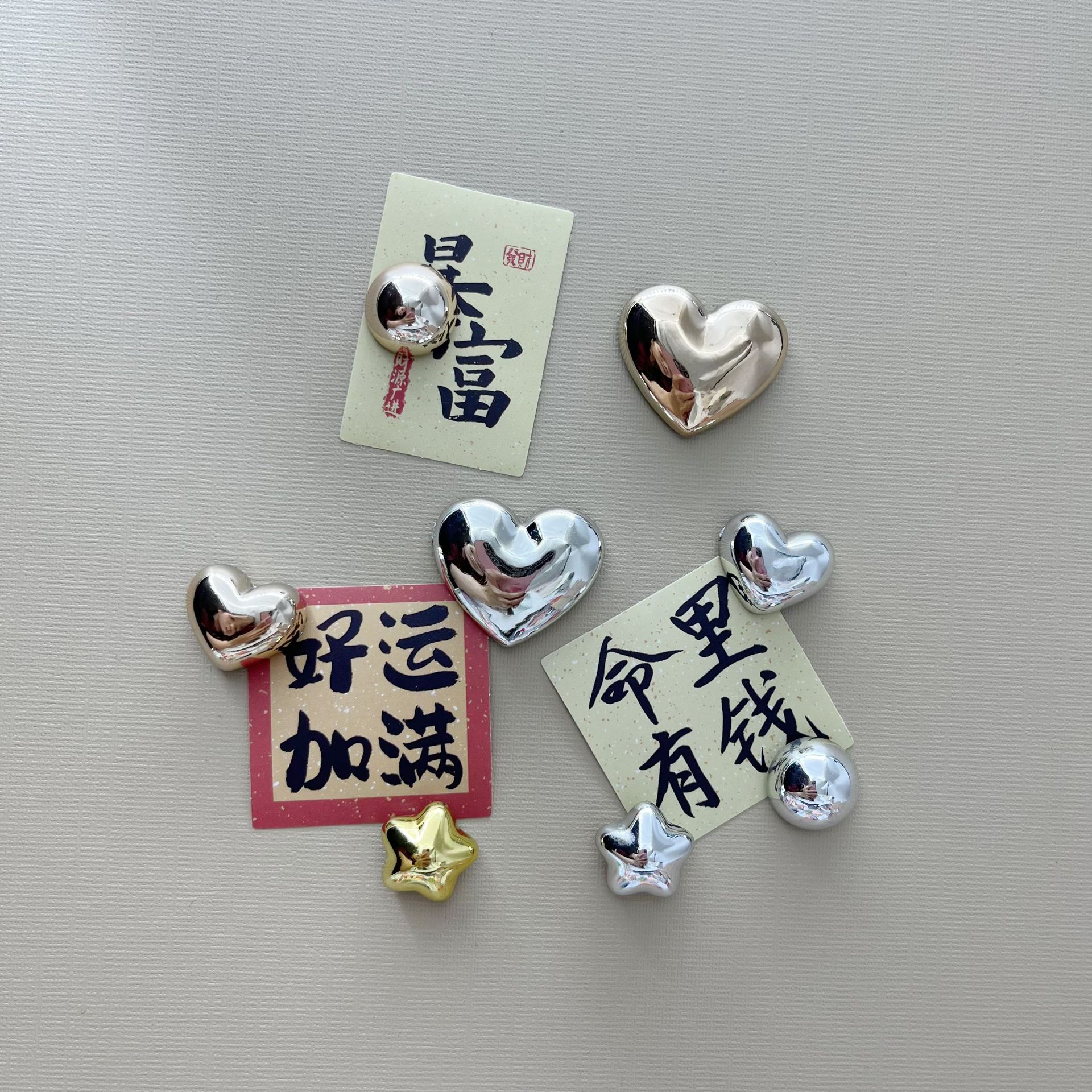 Cross-border Hot-selling Electroplated Love Refrigerator Sticker Creative Five-pointed Star Magnetic Sticker Photo Fixed Magnet