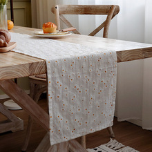 小雏菊桌旗日式棉麻风茶席茶桌巾长条餐桌布艺装饰布文艺茶几桌布