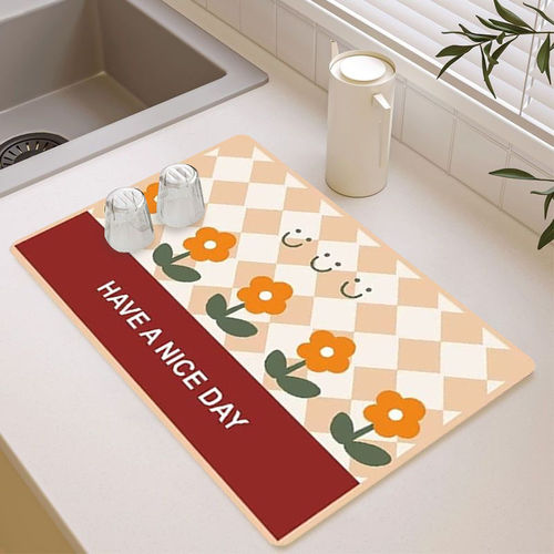 Kitchen countertop drain mat sink splash mat bowl plate drying mat bar counter absorbent cup mat dishwasher-free heat-insulating pad