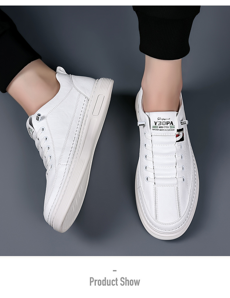 Chaussures en cuir pour hommes, chaussures de Tennis, baskets en toile, chaussures polyvalentes rembourrées_voghion.com