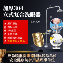 源头工厂*现货速发304不锈钢工业 复合 紧急冲淋洗眼器QA-300