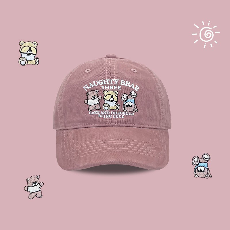 2024 nuevo lindo oso marrón bordado gorra de lengua mujer primavera y otoño universitaria pareja sombrero de béisbol moda masculina