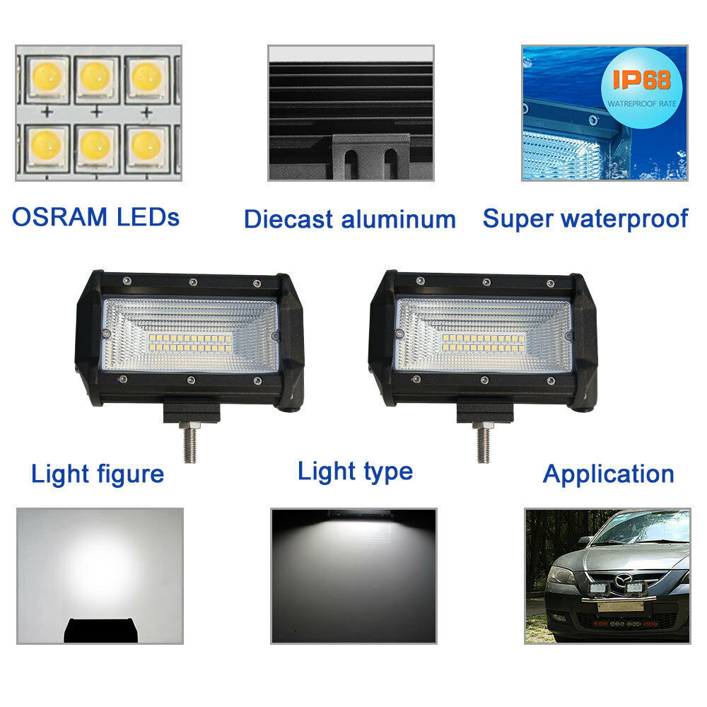Nuevo automóvil LED luz de trabajo 5 pulgadas 168w inundación tres filas larga carretera techo elevadora mantenimiento del foco