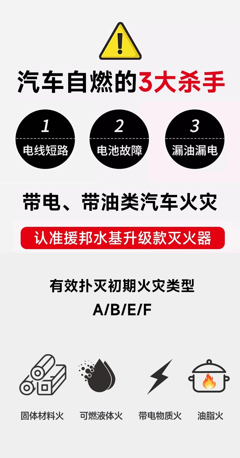 Suitable for vehicle-mounted fire extinguishers, 2026 new model small portable high-temperature explosion-proof annual inspection water-based fire extinguisher