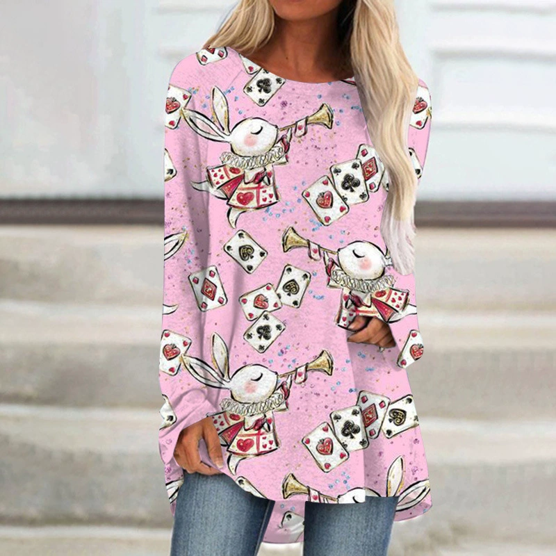 AliExpress Amazon весна и осень 3D цифровое женское платье с круглым вырезом и вышивкой с длинным рукавом с изображением животных свободное