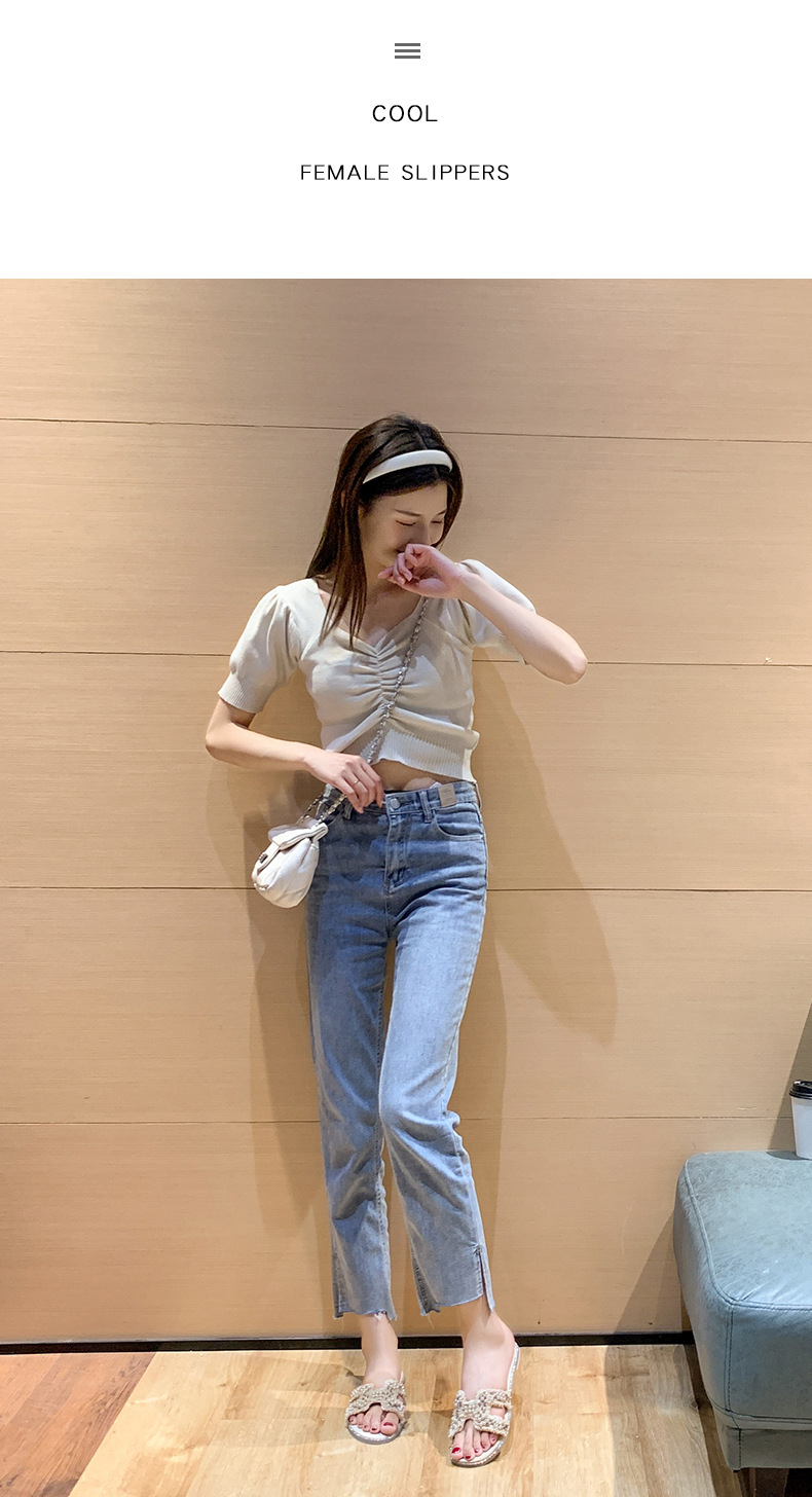 Influenceur Style fée sandales été nouvelles femmes coréennes semelle souple H une forme perlée en Stock_voghion.com