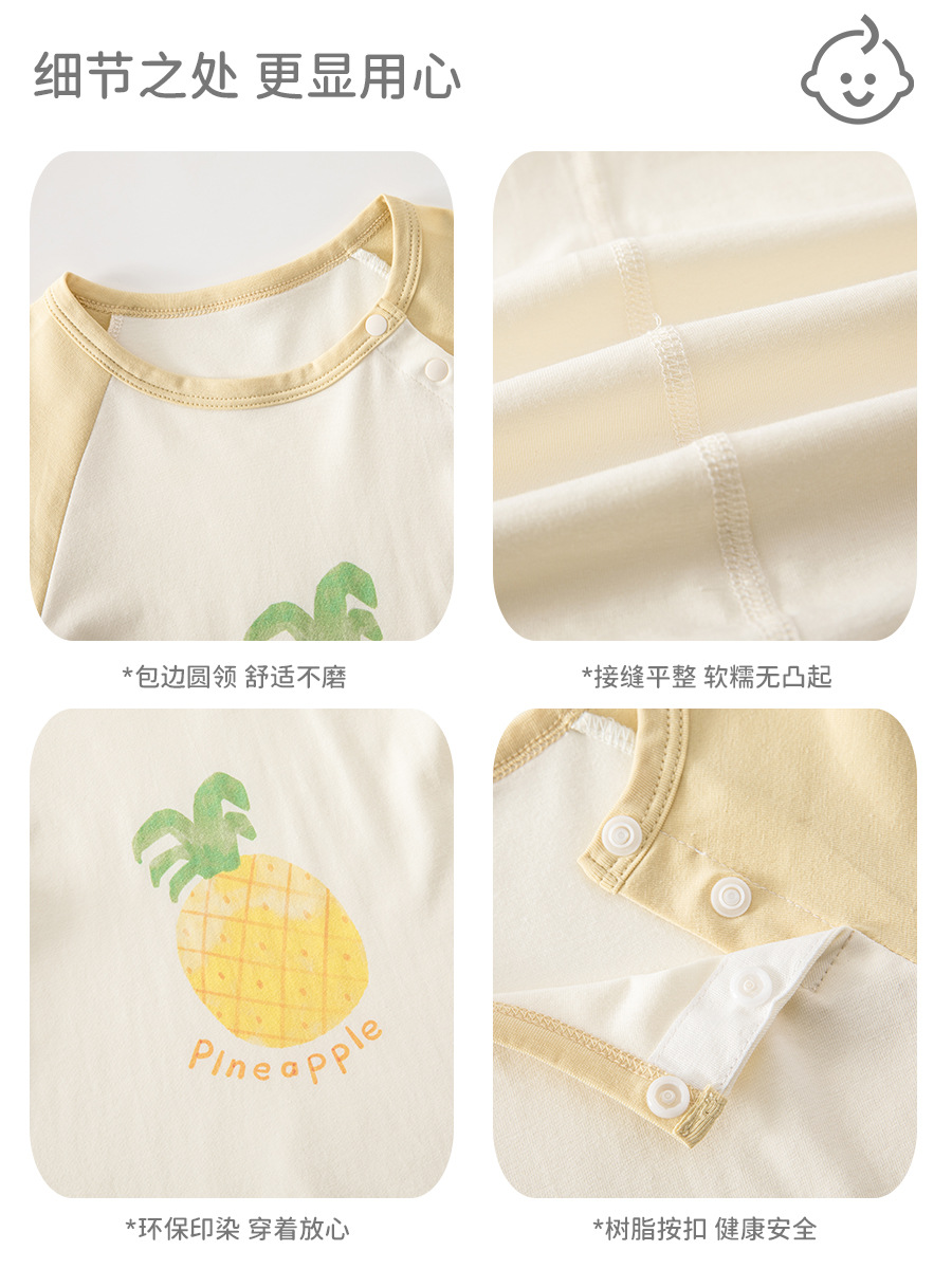 Pijama de bebé algodón ropa de dormir cómoda pijama de frutas de siete brazos pijama de bebé verano