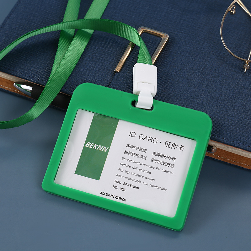 Funda protectora para tarjeta de identificación, porta tarjetas de autobús transparente de doble cara, porta tarjetas de identificación laboral, porta tarjetas de identificación de estudiante, cordón para tarjeta de identificación de exposición