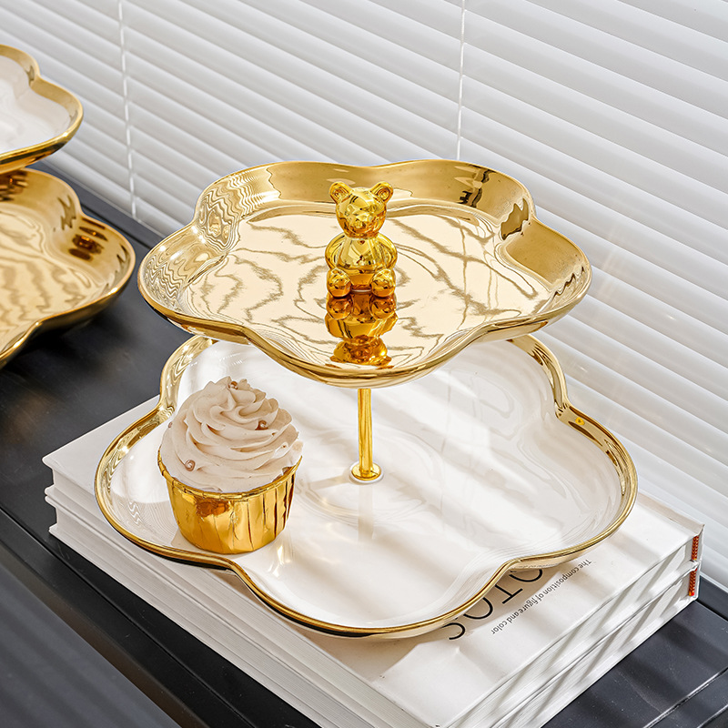 Nórdico plato de fruta de cerámica hogar sala de estar mesa de café postre pastel plato mesa de postre multi-capa pastelería bandeja de dulces estante