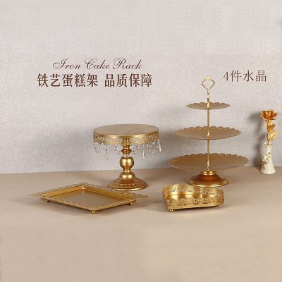 Estilo europeo de oro postre decoración de la Mesa soporte de exhibición de la boda de postre pastel estante decoración mesa té de la tarde Merienda stand combinación image 7