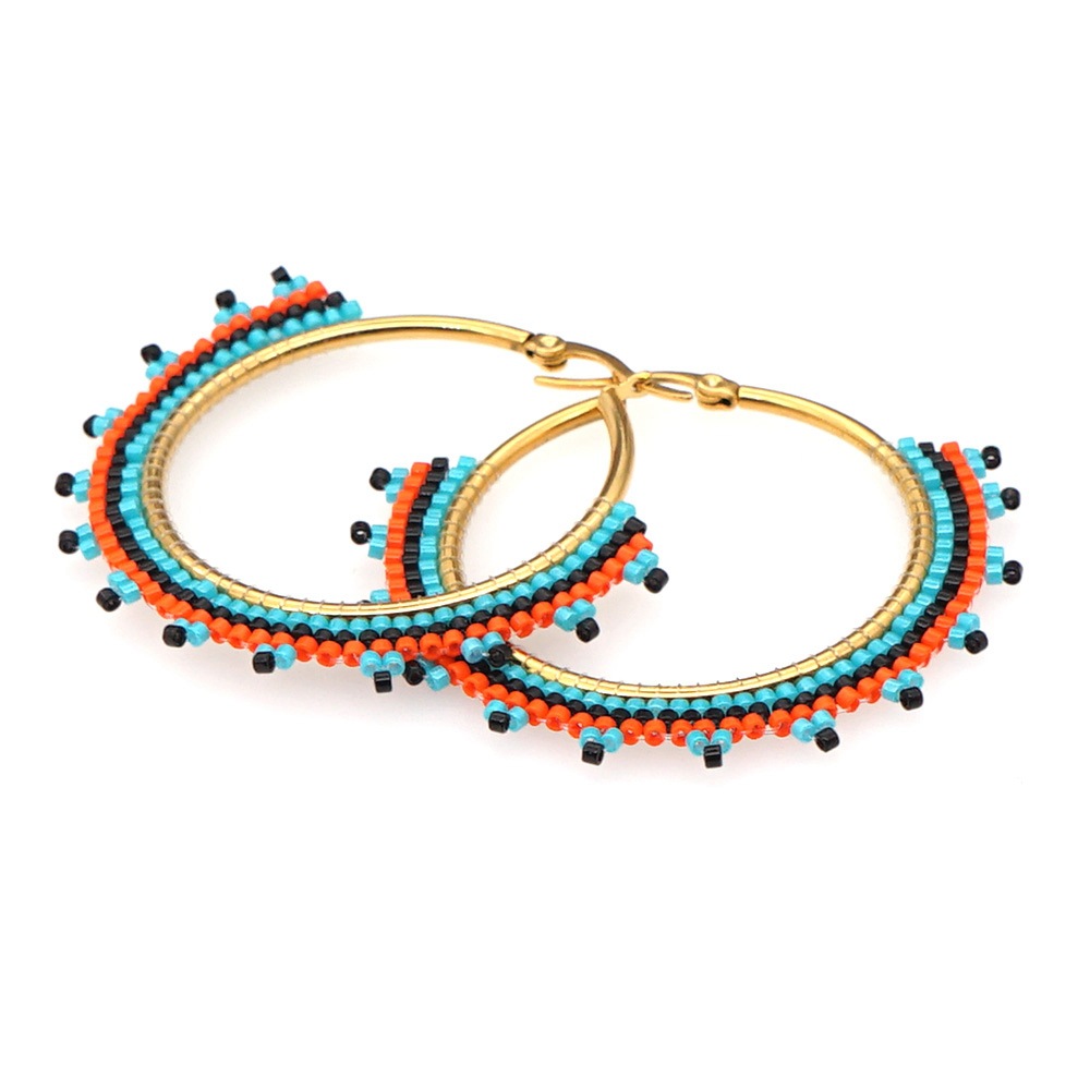 New Miyuki Bead Large Hoop Earrings Bohemian Style Fabulous Personality Earrings Female Source Factory Wholesale display picture 5