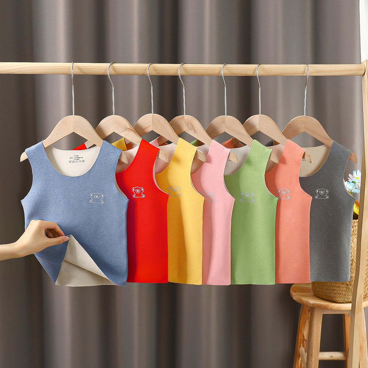 2024 Autumn/Winter New Pure Cotton Children's Warm Vest with Fleece Lining and Thickening Baby and Toddler Parka Baby Cardigan Backless Top