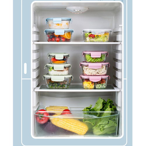 Microwave-safe glass lunch box, refrigerator fresh-keeping bowl with lid and sealable container, student bento box/lunch box